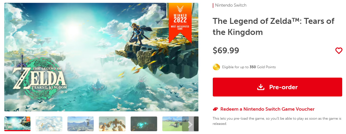 Zelda Tears of the Kingdom 70 dólares