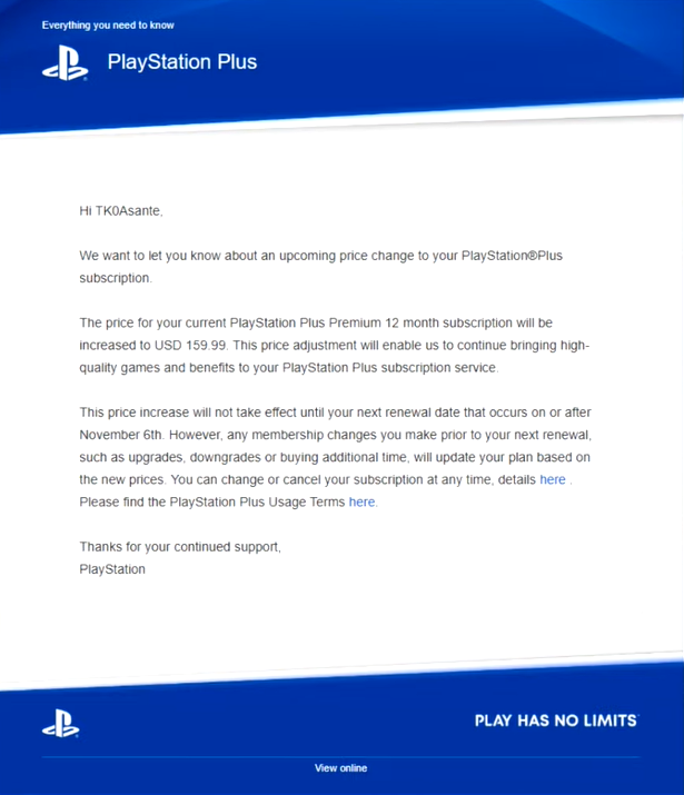 aumento PS PlayStation Plus